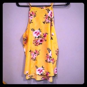 Yellow summer floral tank top